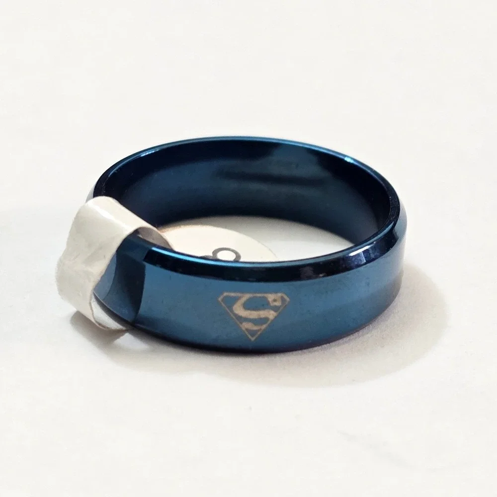 New Superman Ring Blue Stainless Steel King Big Size 13 DC‎ Comics Hero Jewelry